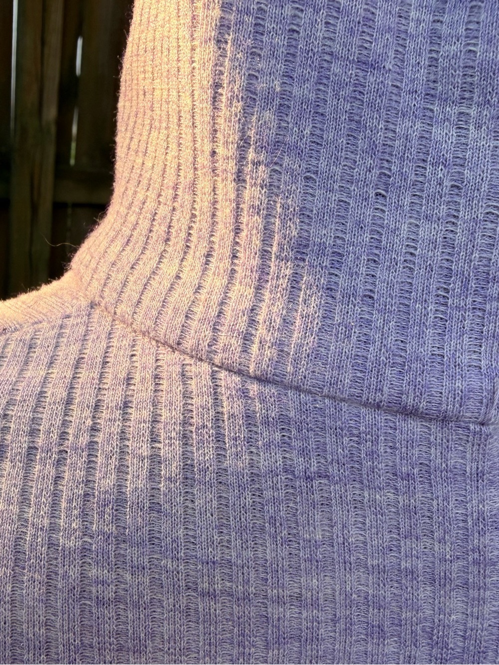 Vintage 60s 70s Lavender Ribbed Knit Maxi Dress Turtleneck Mod Column Gown - Picture 5 of 11